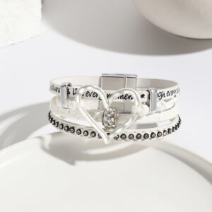 Heartfelt Charm Leather Bracelet