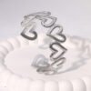 Heart Link Silver Cuff Bracelet