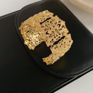 Lace Elegance Gold Cuff Bracelet