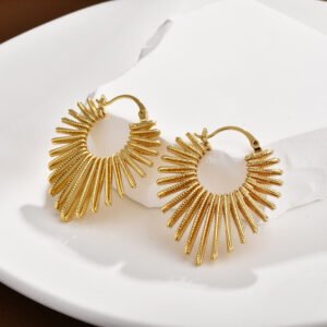 Golden Sunburst Hoop Earrings