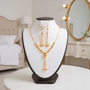 Gold Ball Necklace and Earrings Set