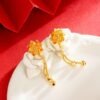 Golden Lotus Drop Earrings