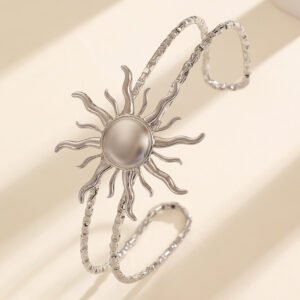 Sunburst Silver Cuff Bracelet