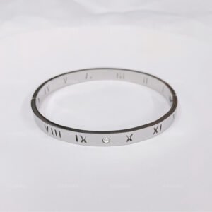 Roman Numeral Silver Bangle