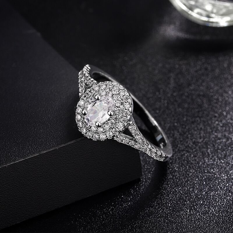 Radiant Oval Diamond Halo Ring